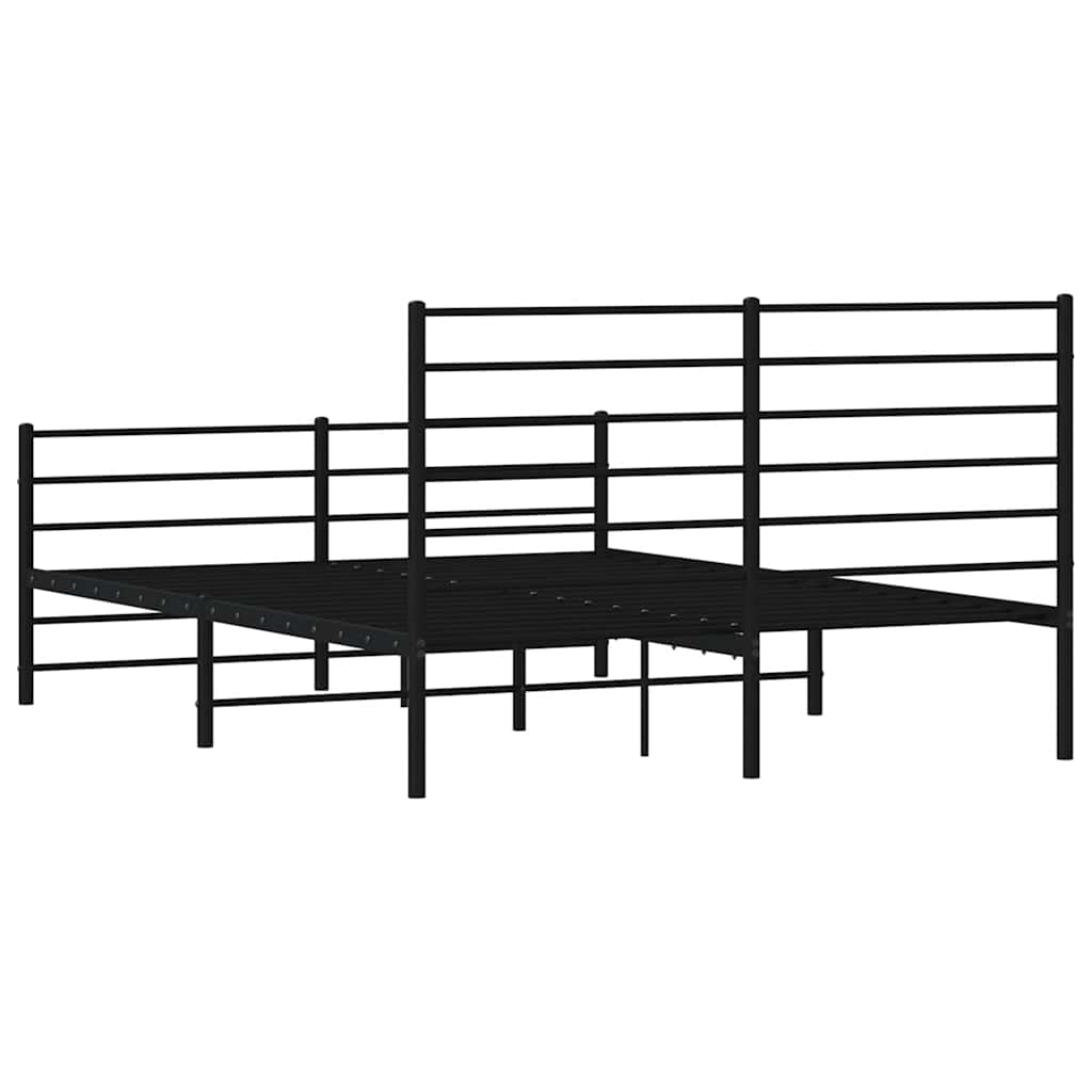 Metalni okvir kreveta uzglavlje i podnožje crni 160x200 cm