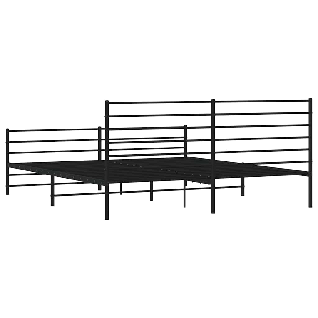 Metalni okvir kreveta uzglavlje i podnožje crni 193x203 cm