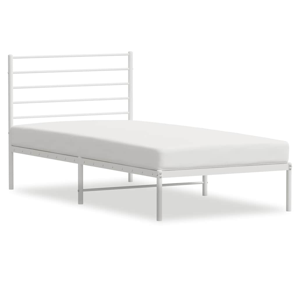 Metalni okvir krevet bez madraca s uzglavljem bijeli 75x190 cm