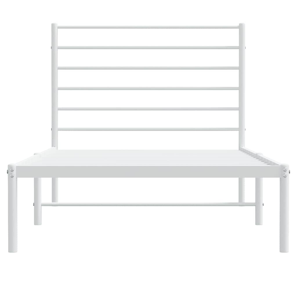 Metalni okvir krevet bez madraca s uzglavljem bijeli 75x190 cm