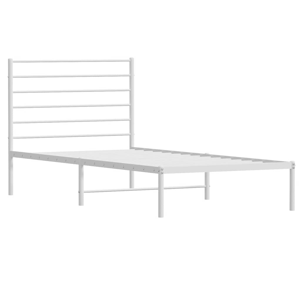Metalni okvir za krevet s uzglavljem bijeli 80x200 cm