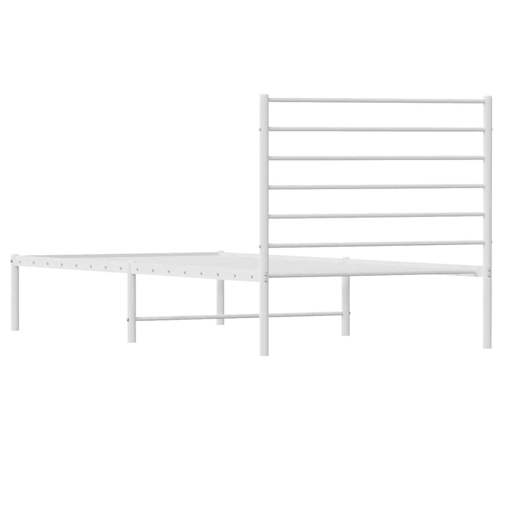 Metalni okvir za krevet s uzglavljem bijeli 80x200 cm