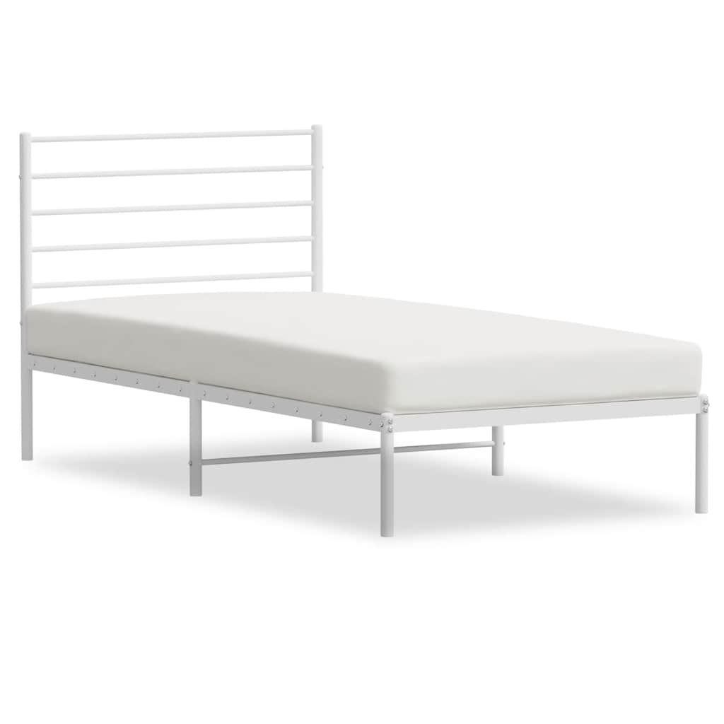 Metalni okvir za krevet s uzglavljem bijeli 90 x 190 cm