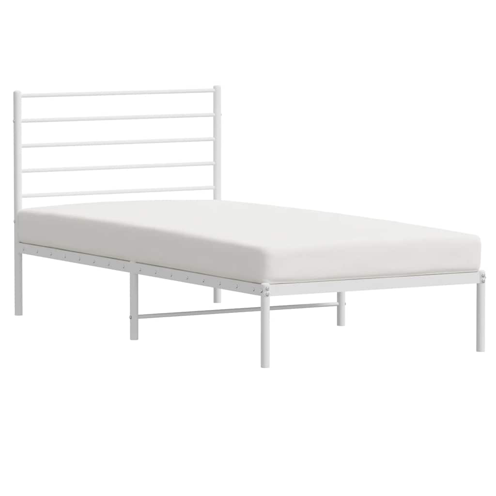 Metalni okvir za krevet s uzglavljem bijeli 90 x 190 cm