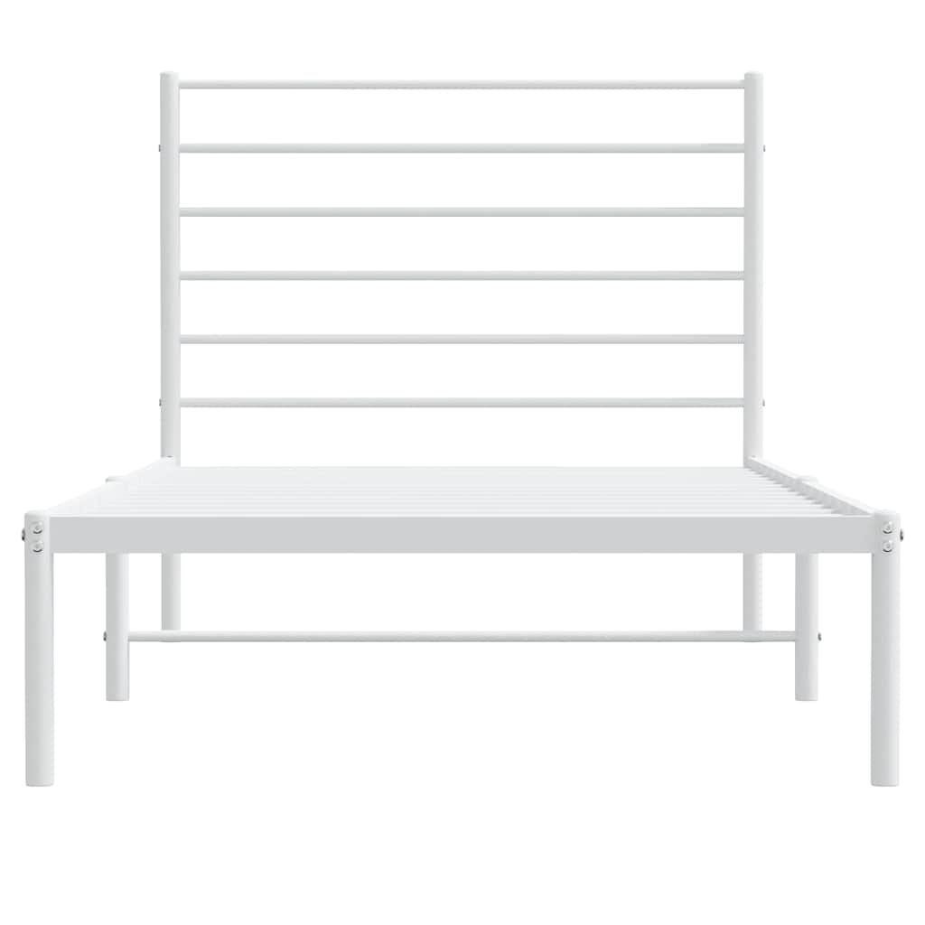 Metalni okvir za krevet s uzglavljem bijeli 90 x 190 cm