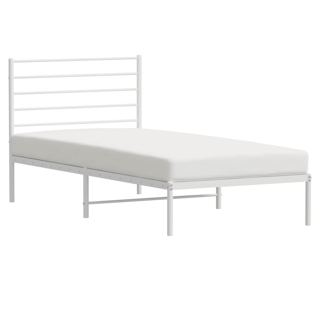 Metalni okvir za krevet s uzglavljem bijeli 90x200 cm