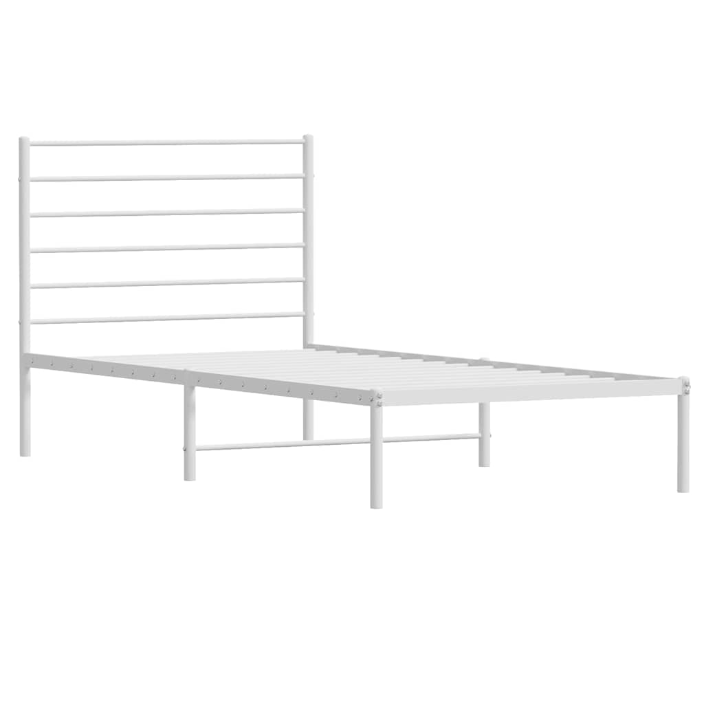 Metalni okvir za krevet s uzglavljem bijeli 100x200 cm