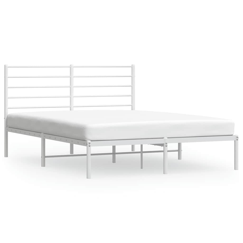 Metalni okvir za krevet s uzglavljem bijeli 120x200 cm