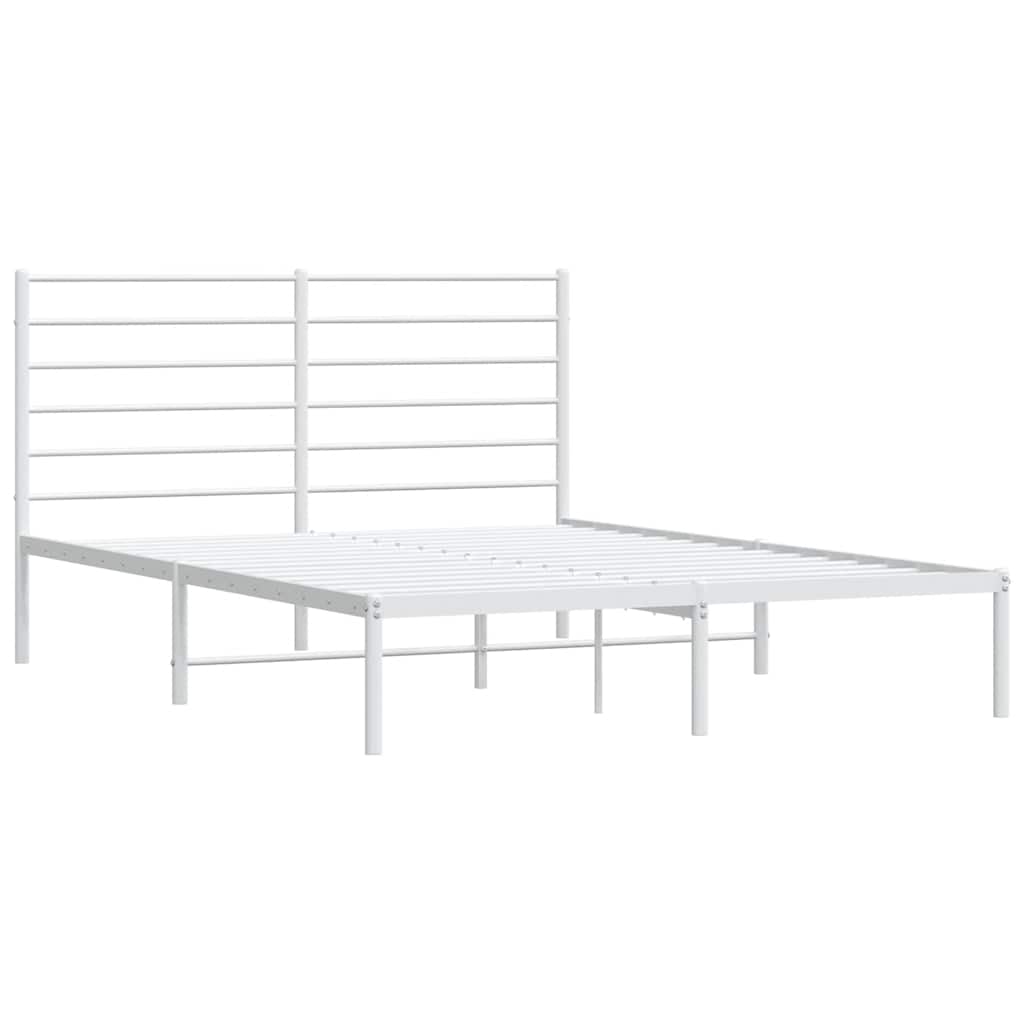 Metalni okvir za krevet s uzglavljem bijeli 135x190 cm