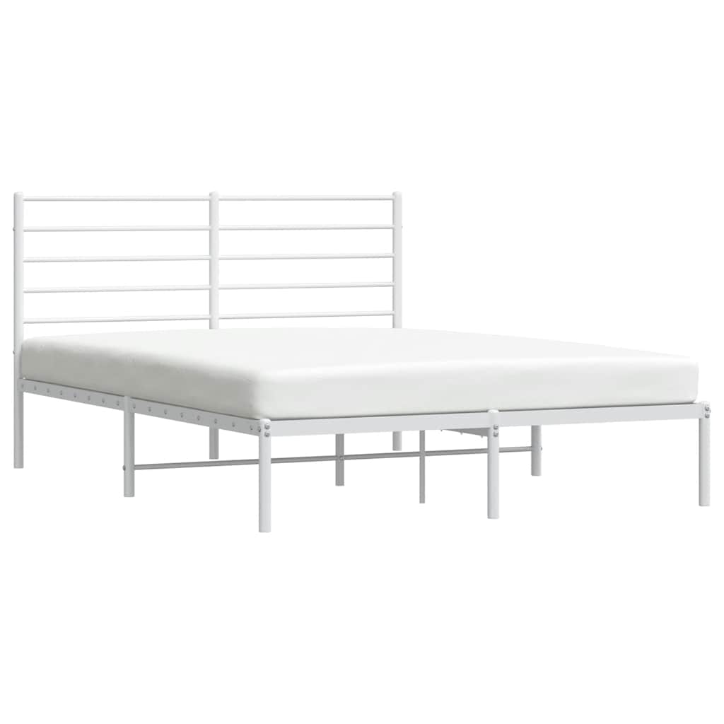 Metalni okvir za krevet s uzglavljem bijeli 135x190 cm