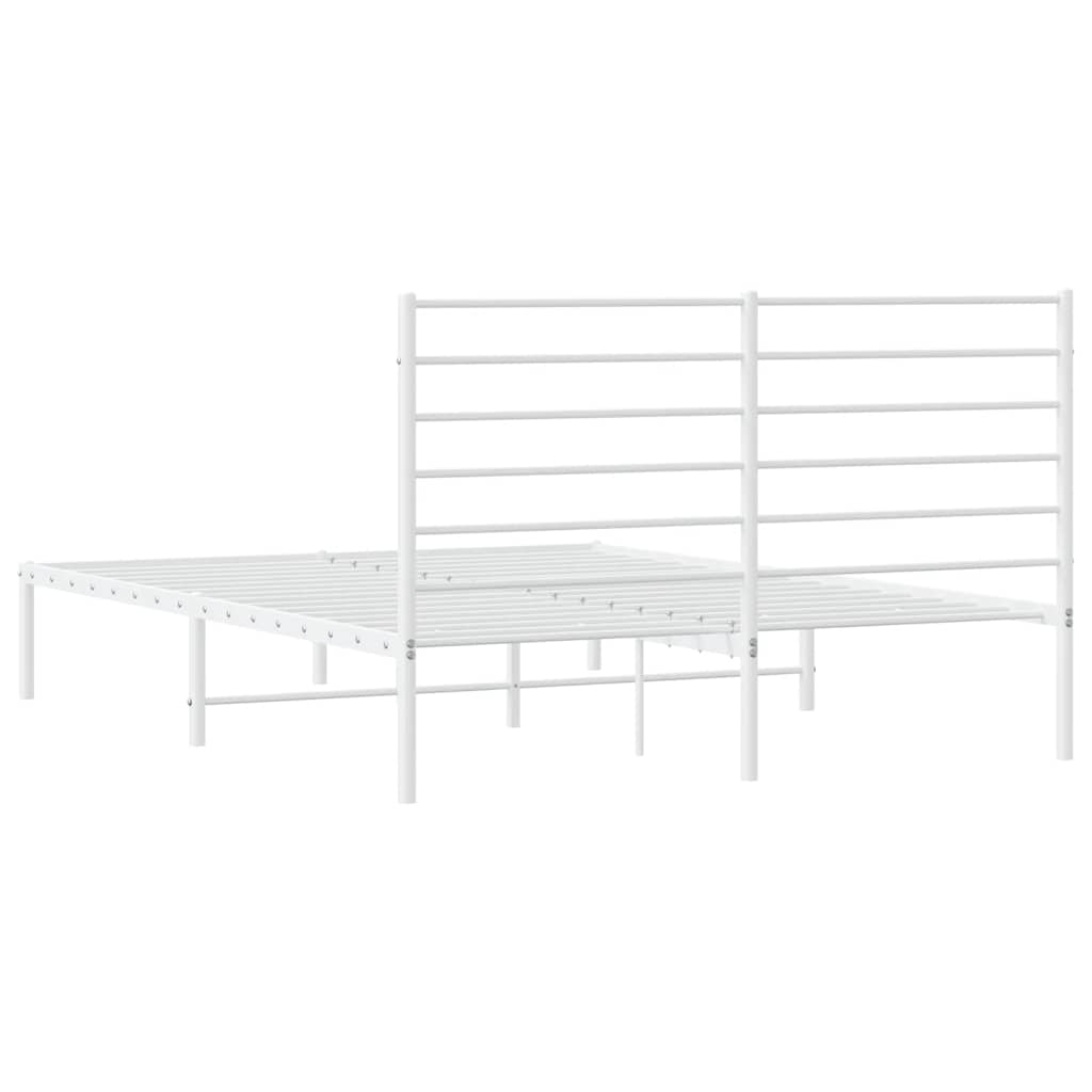 Metalni okvir za krevet s uzglavljem bijeli 135x190 cm