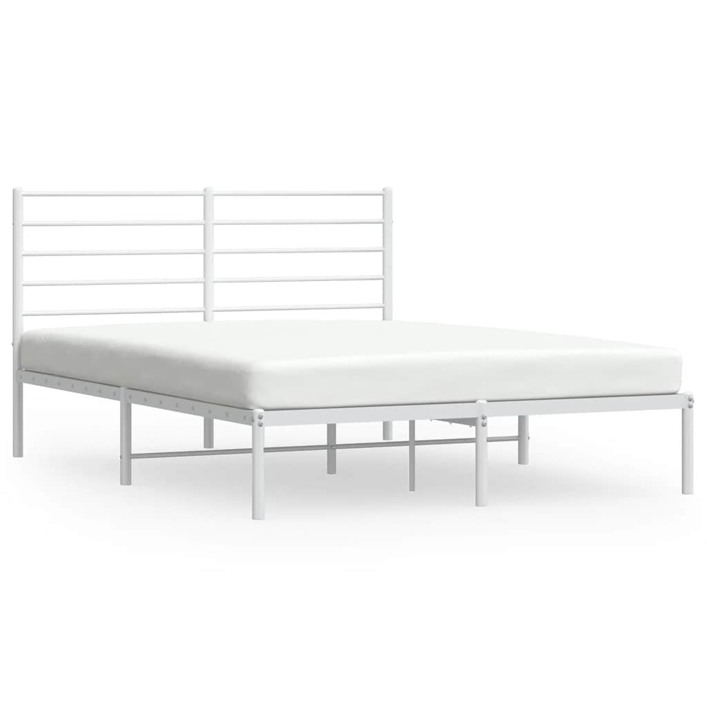 Metalni okvir za krevet s uzglavljem bijeli 140 x 200 cm