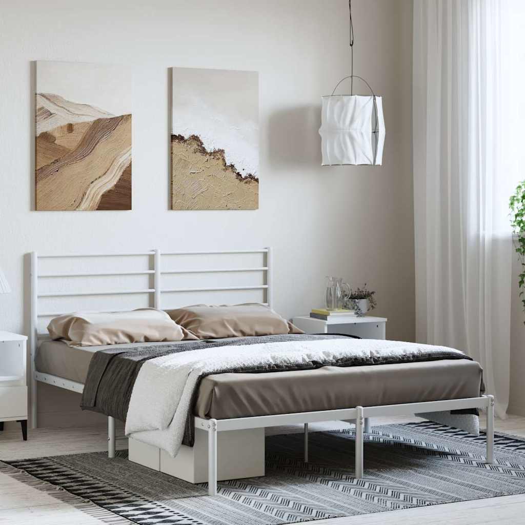 Metalni okvir za krevet s uzglavljem bijeli 150x200 cm