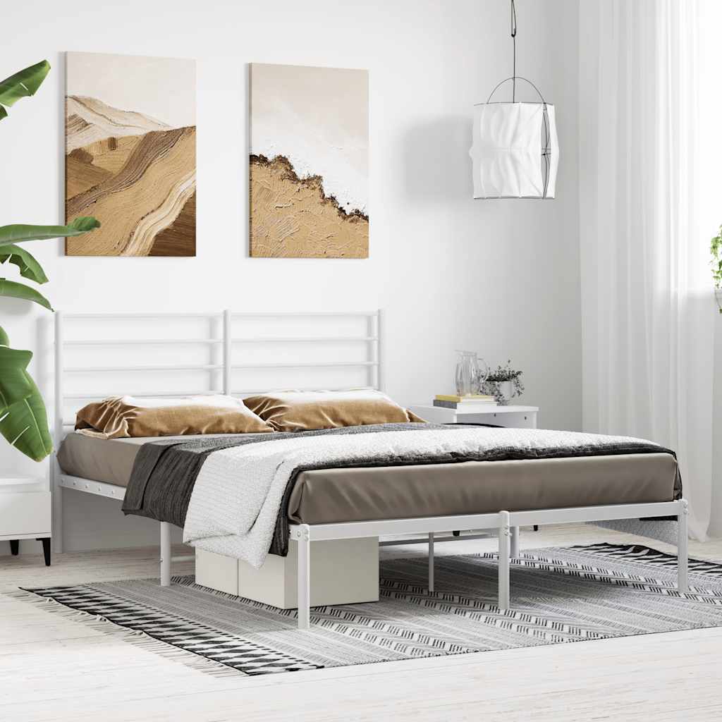 Metalni okvir za krevet s uzglavljem bijeli 160x200 cm