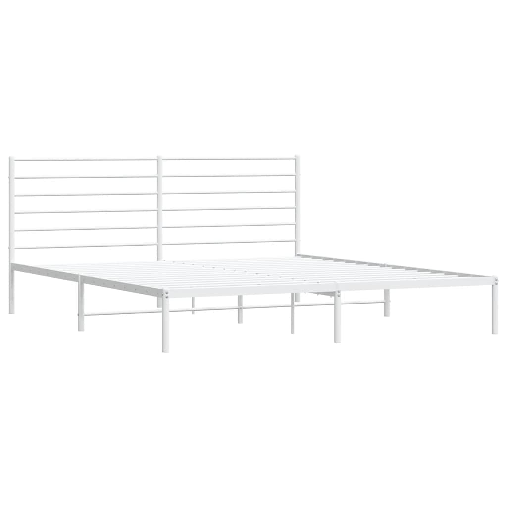 Metalni okvir za krevet s uzglavljem bijeli 200x200 cm