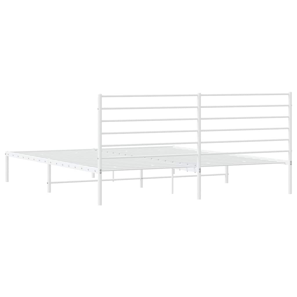 Metalni okvir za krevet s uzglavljem bijeli 200x200 cm