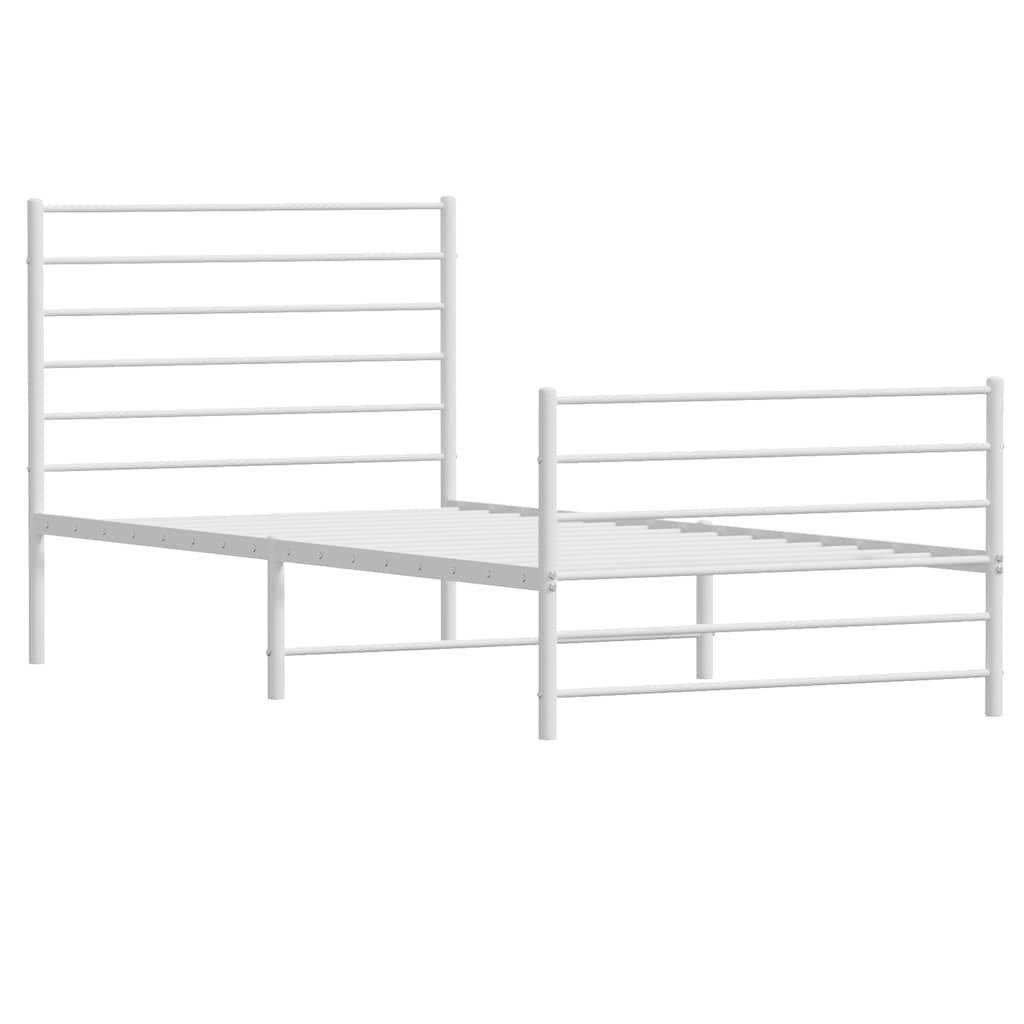 Metalni okvir kreveta uzglavlje i podnožje bijeli 100x200 cm