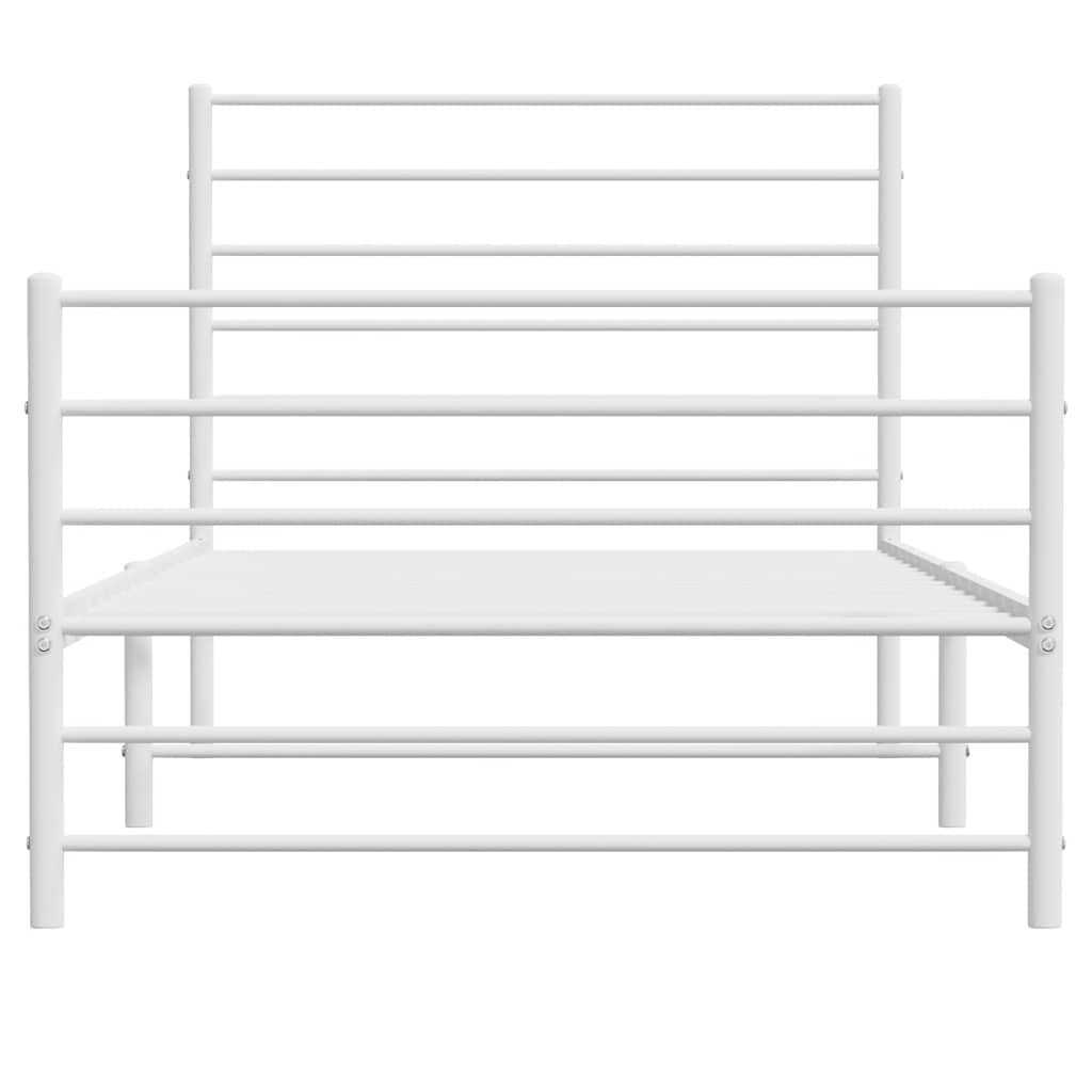 Metalni okvir kreveta uzglavlje i podnožje bijeli 100x200 cm