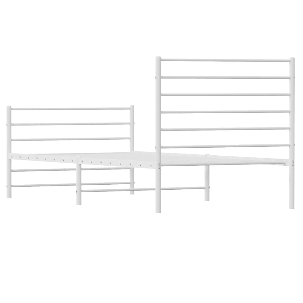 Metalni okvir kreveta uzglavlje i podnožje bijeli 100x200 cm
