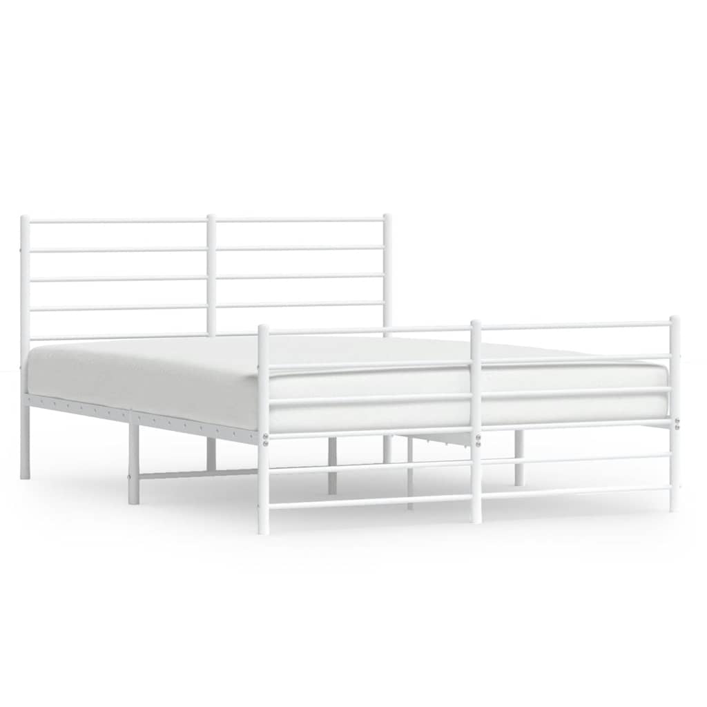 Metalni okvir kreveta uzglavlje i podnožje bijeli 120x200 cm
