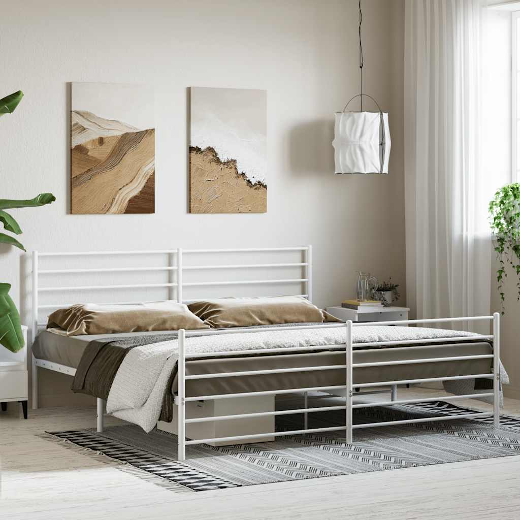 Metalni okvir kreveta uzglavlje i podnožje bijeli 180x200 cm