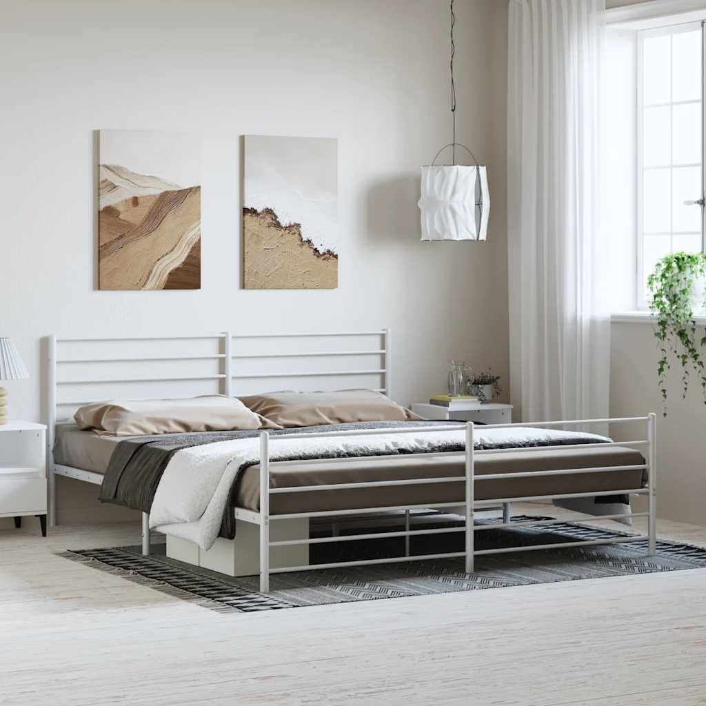 Metalni okvir kreveta uzglavlje i podnožje bijeli 183x213 cm