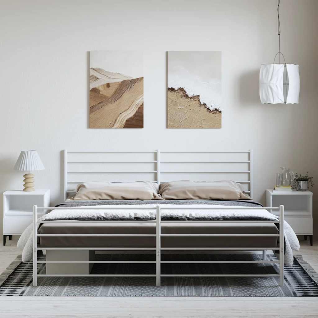 Metalni okvir kreveta uzglavlje i podnožje bijeli 193x203 cm