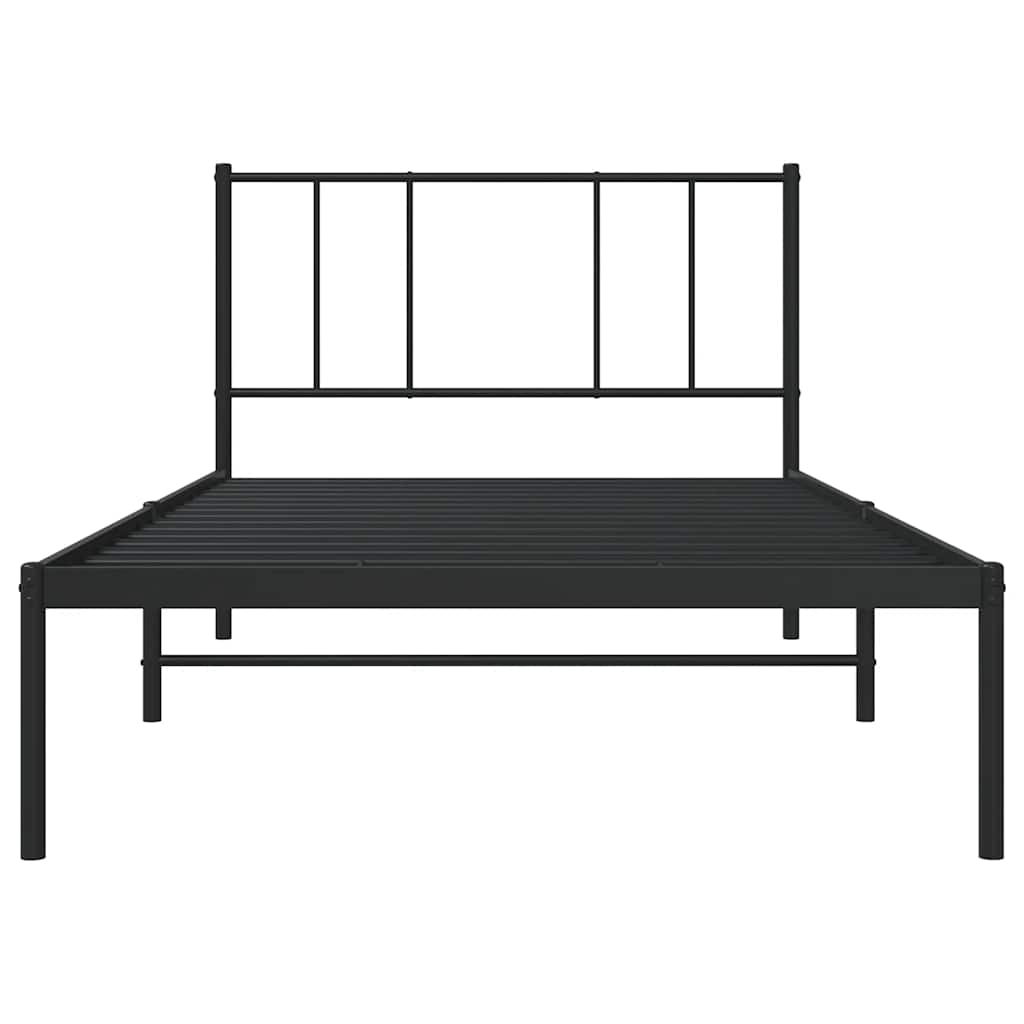 Metalni okvir za krevet s uzglavljem crni 90x190 cm