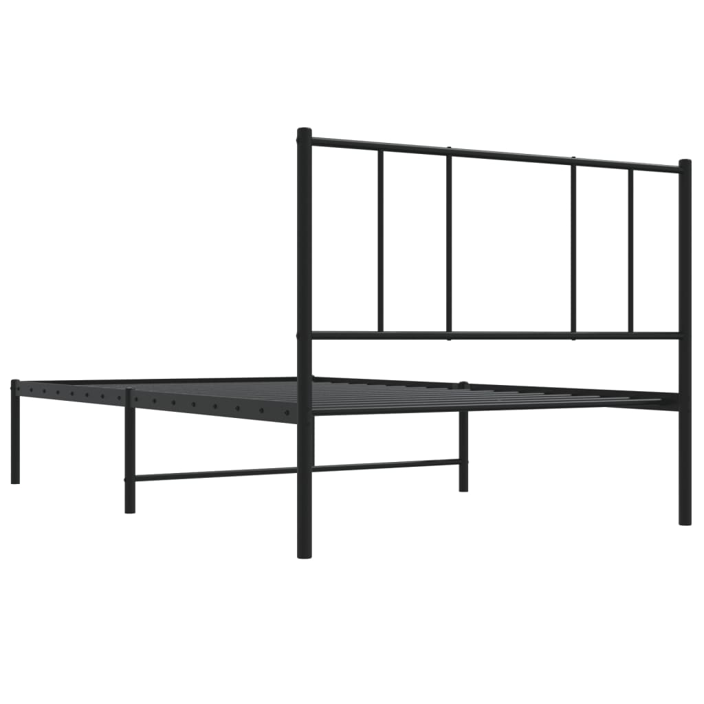 Metalni okvir za krevet s uzglavljem crni 107x203 cm