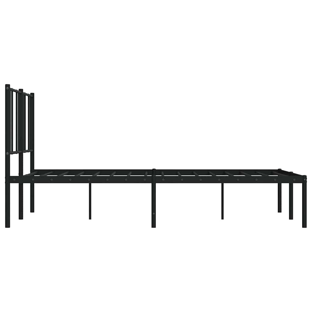 Metalni okvir za krevet s uzglavljem crni 120x190 cm