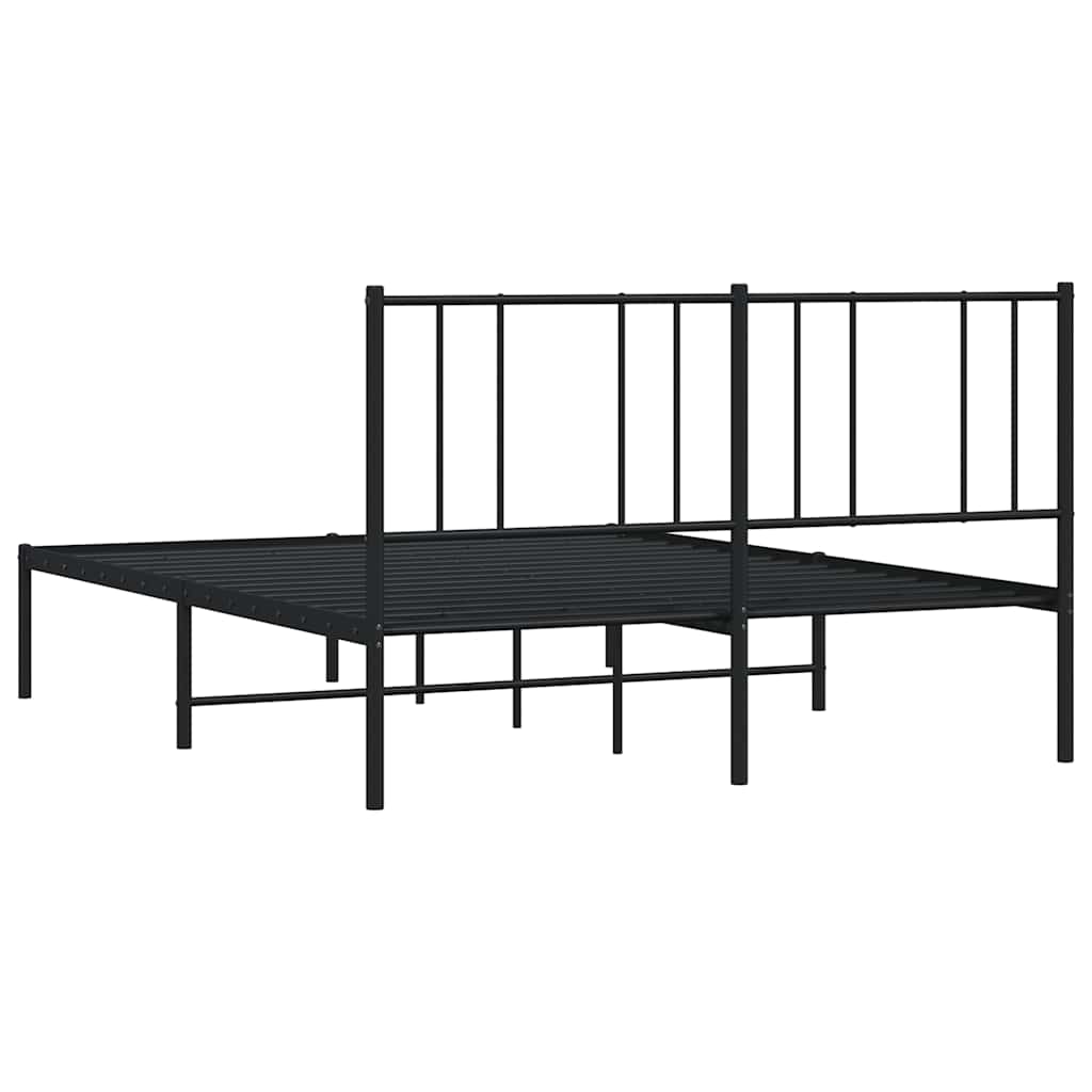 Metalni okvir za krevet s uzglavljem crni 120x190 cm
