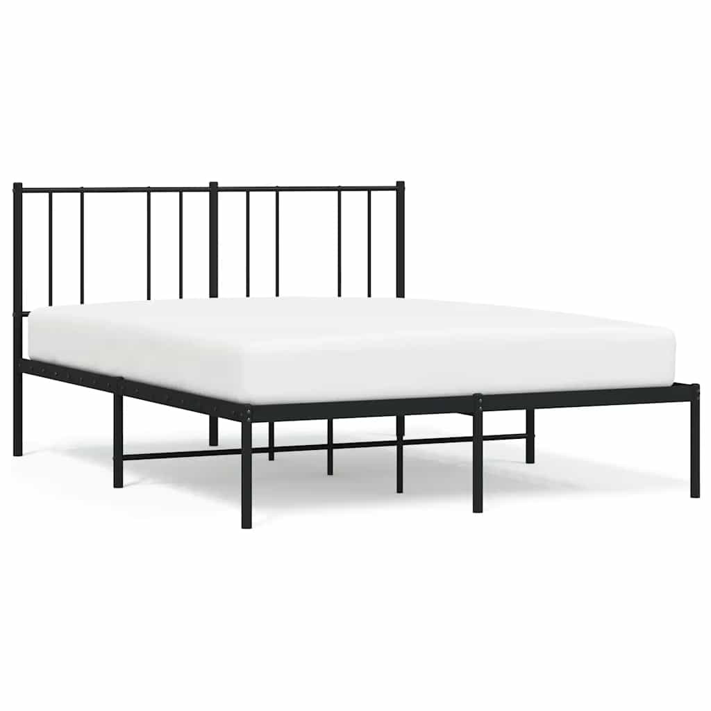 Metalni okvir za krevet s uzglavljem crni 135x190 cm