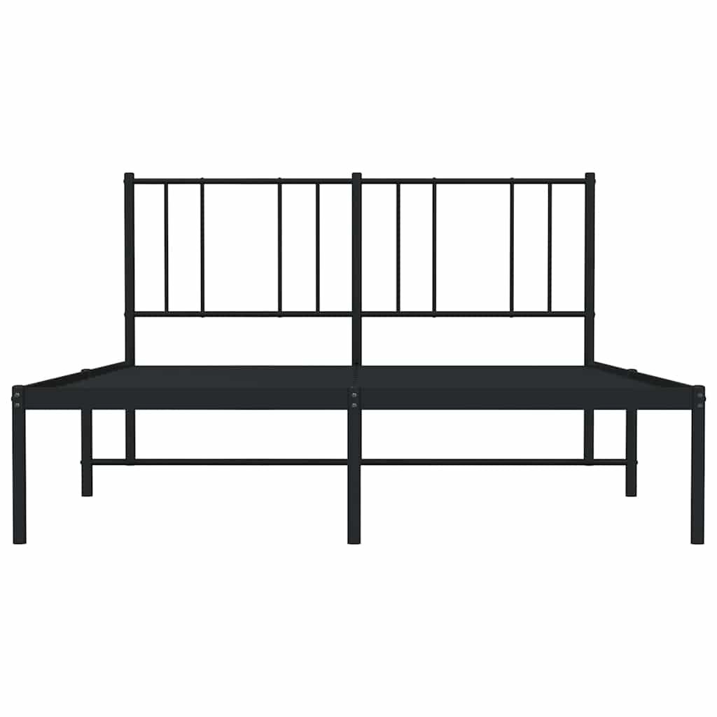 Metalni okvir za krevet s uzglavljem crni 140x200 cm