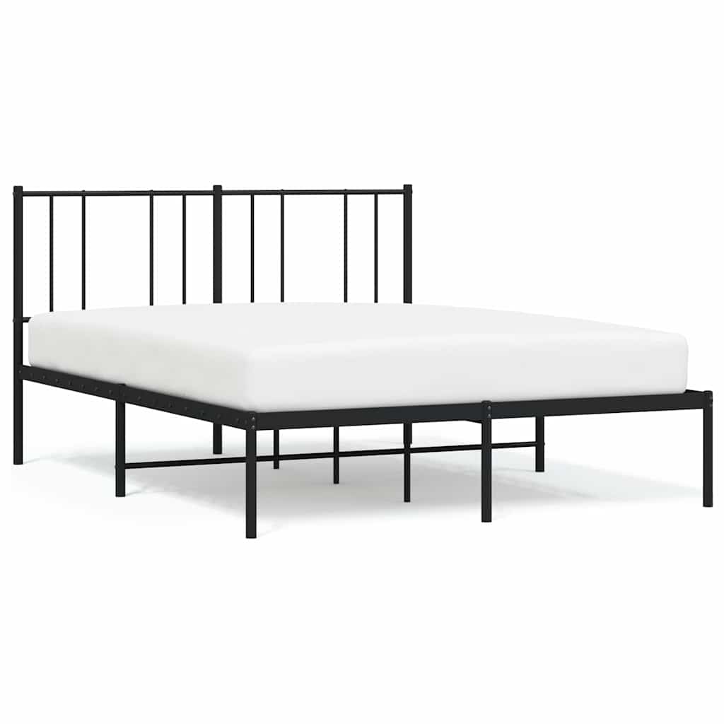 Metalni okvir za krevet s uzglavljem crni 150x200 cm