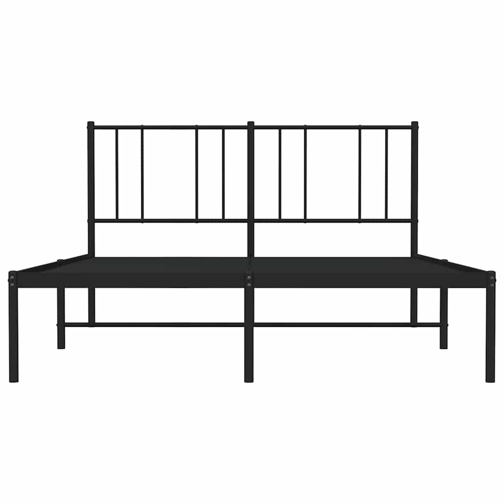 Metalni okvir za krevet s uzglavljem crni 150x200 cm