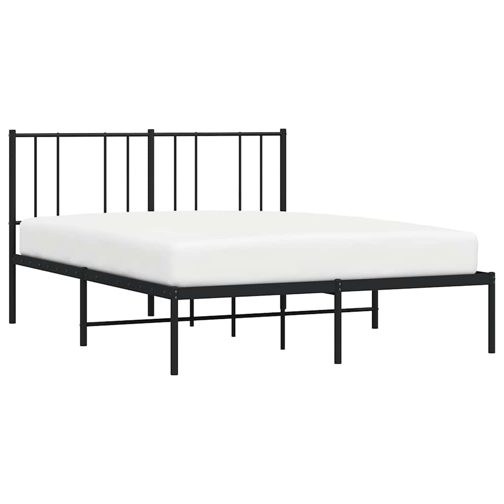 Metalni okvir za krevet s uzglavljem crni 160x200 cm