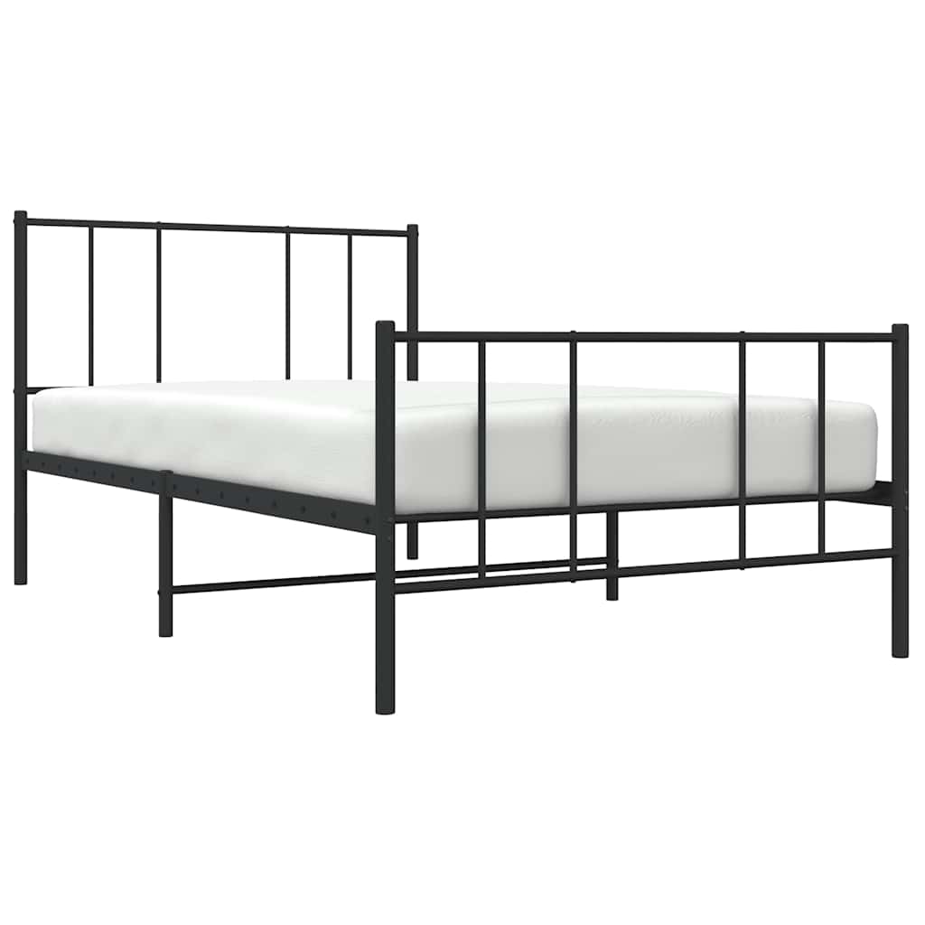 Metalni okvir kreveta uzglavlje i podnožje crni 75x190 cm