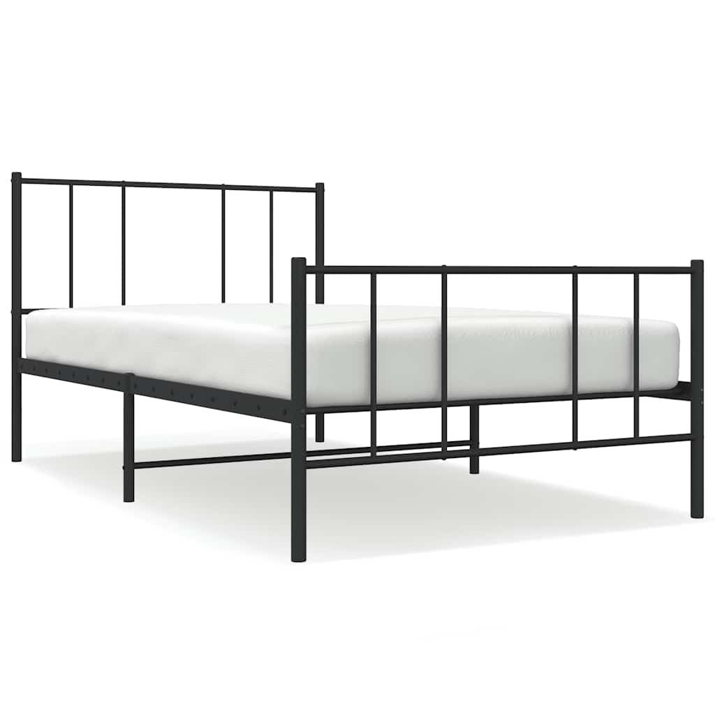 Metalni okvir kreveta uzglavlje i podnožje crni 80x200 cm