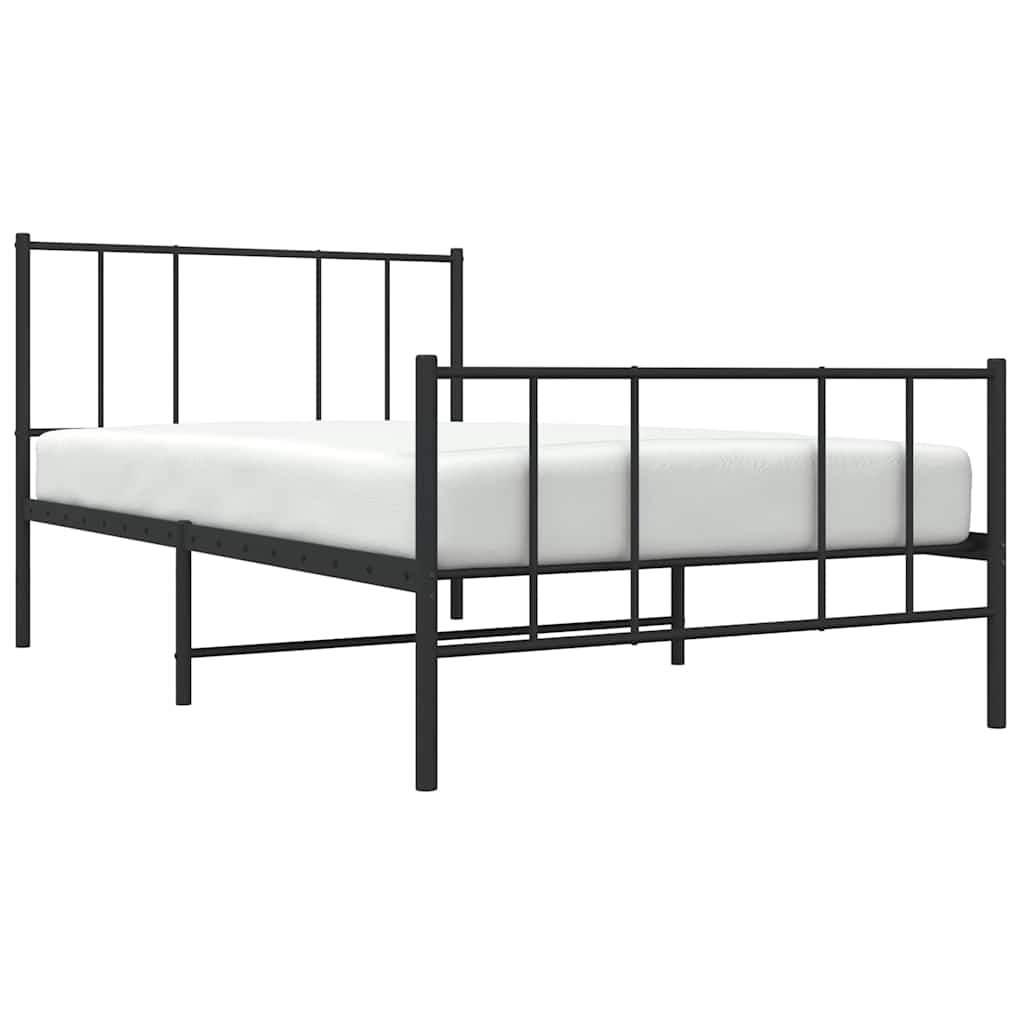 Metalni okvir kreveta uzglavlje i podnožje crni 100x190 cm