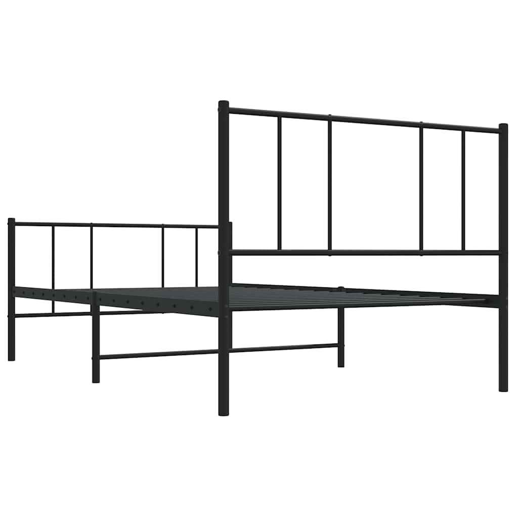 Metalni okvir kreveta uzglavlje i podnožje crni 100x190 cm