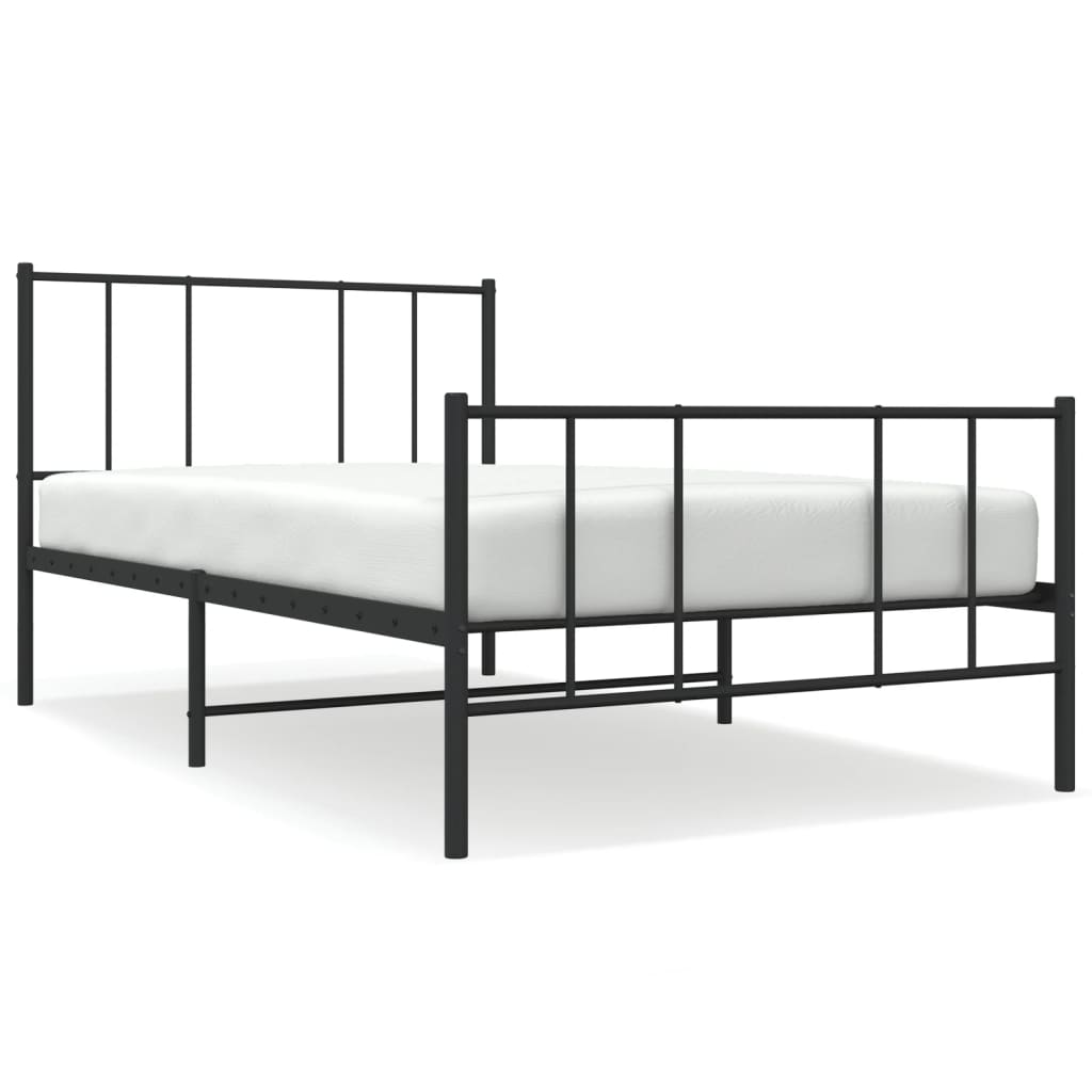 Metalni okvir kreveta uzglavlje i podnožje crni 100x200 cm