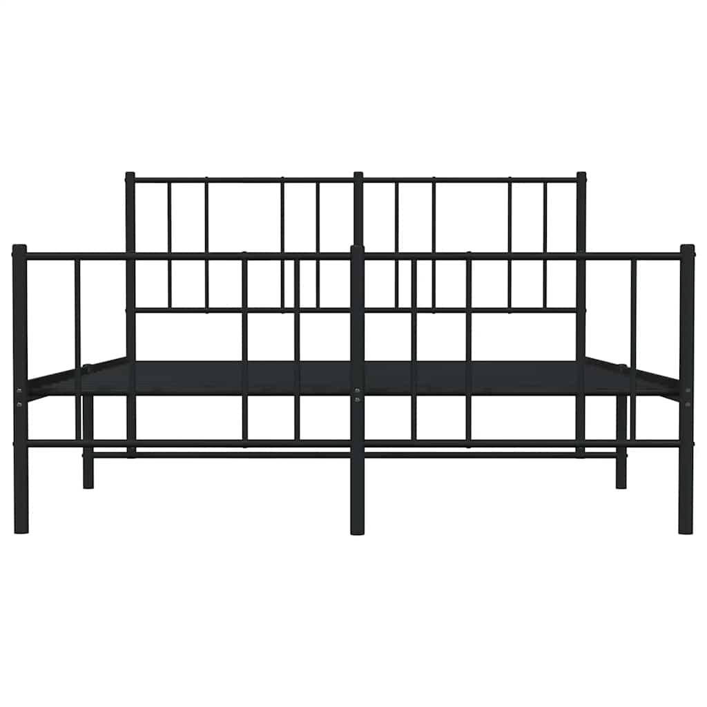 Metalni okvir kreveta uzglavlje i podnožje crni 140x190 cm