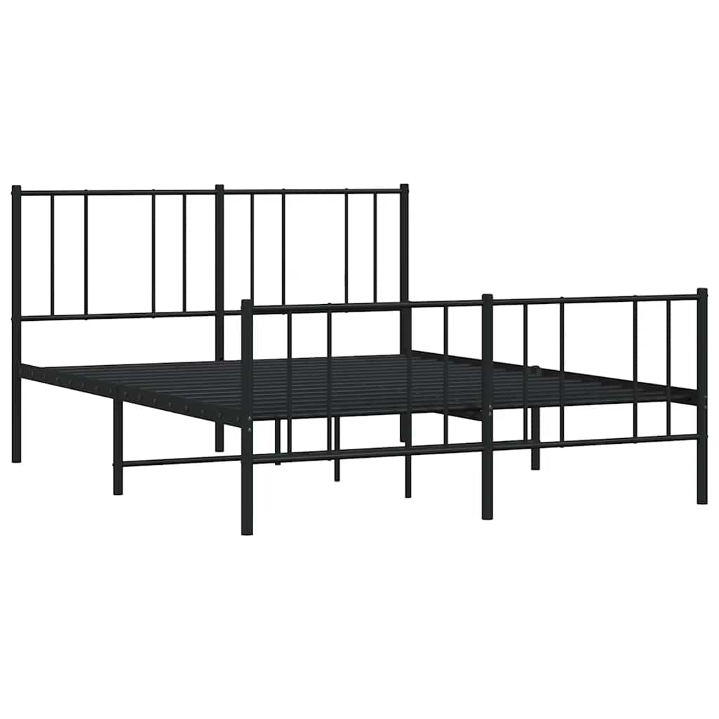 Metalni okvir kreveta uzglavlje i podnožje crni 150x200 cm