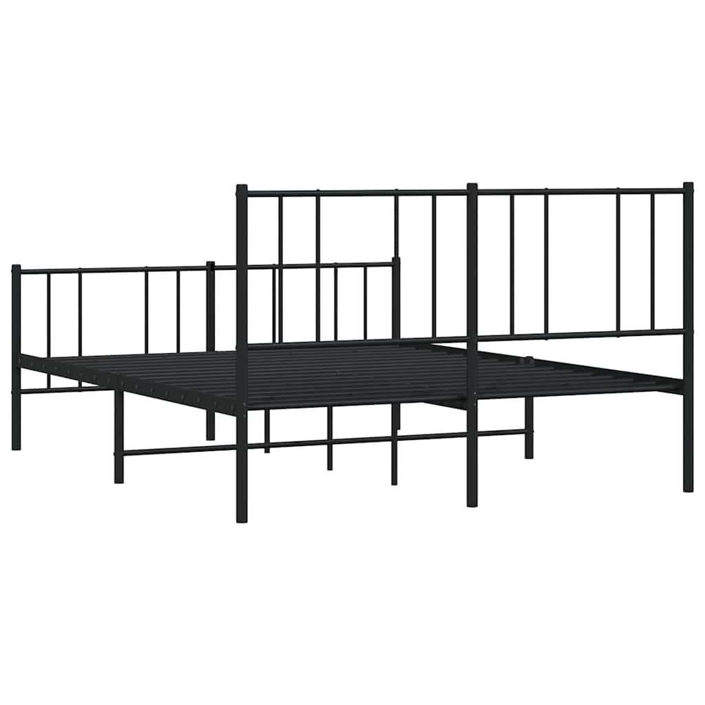 Metalni okvir kreveta uzglavlje i podnožje crni 150x200 cm