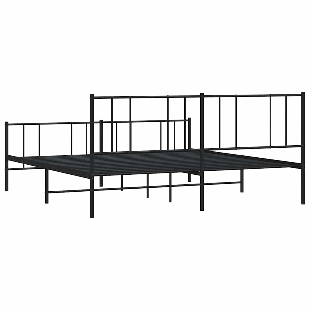 Metalni okvir kreveta uzglavlje i podnožje crni 193x203 cm