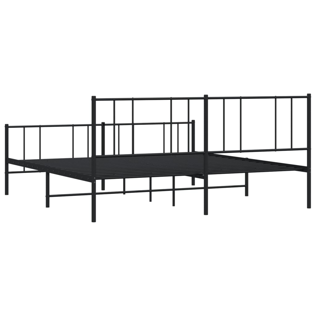 Metalni okvir kreveta uzglavlje i podnožje crni 200x200 cm
