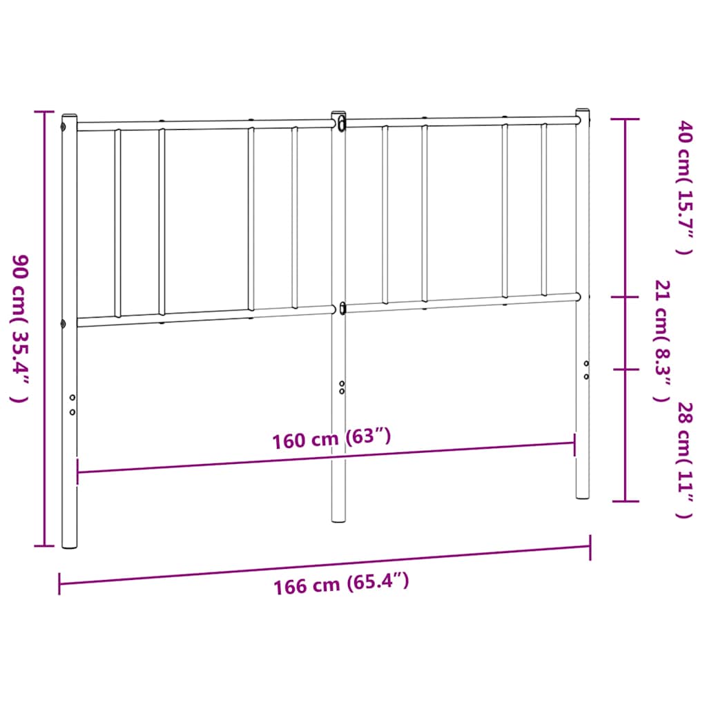 Metalno zamjensko uzglavlje crno 160 cm
