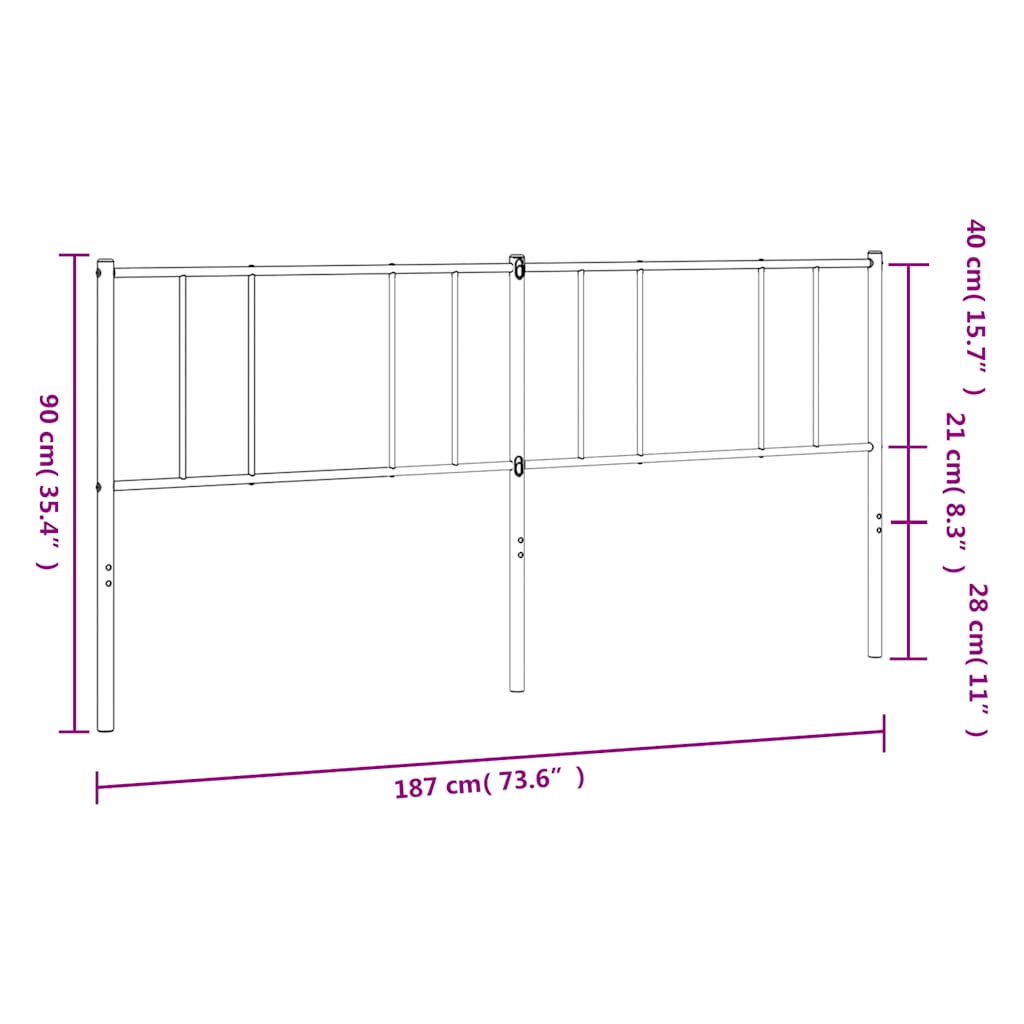 Metalno zamjensko uzglavlje crno 180 cm