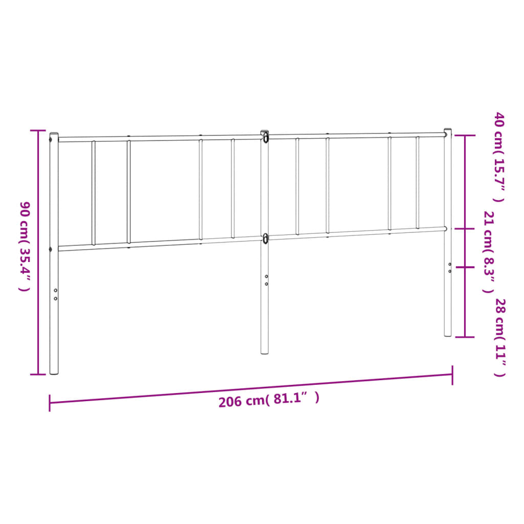 Metalno zamjensko uzglavlje crno 200 cm