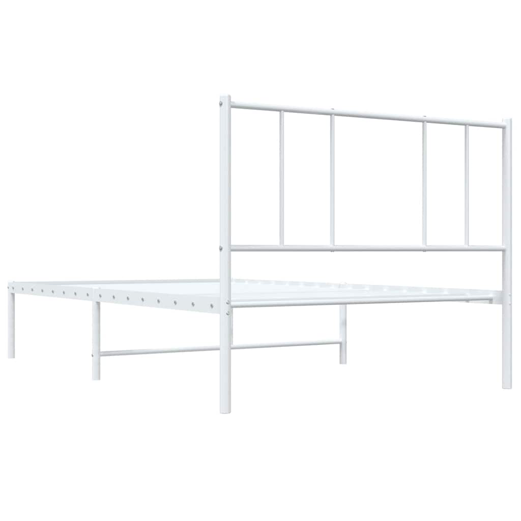 Metalni okvir krevet bez madraca s uzglavljem bijeli 75x190 cm